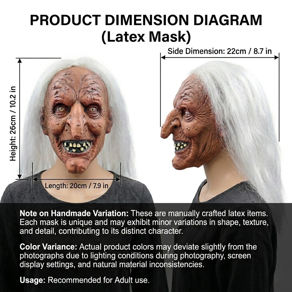 Creative Witch Latex Mask For  - огляд і ціна Cosplay Prop Designer