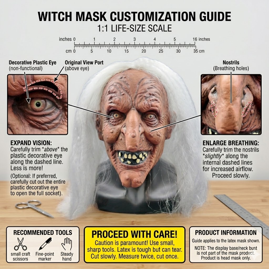 Creative Witch Latex Mask For  - огляд і ціна Cosplay Prop Designer